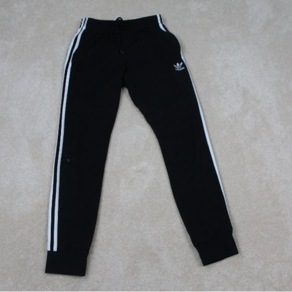 Adidas Pants Mens Medium Black White Sweat Pants Trefoil Athletic Adult